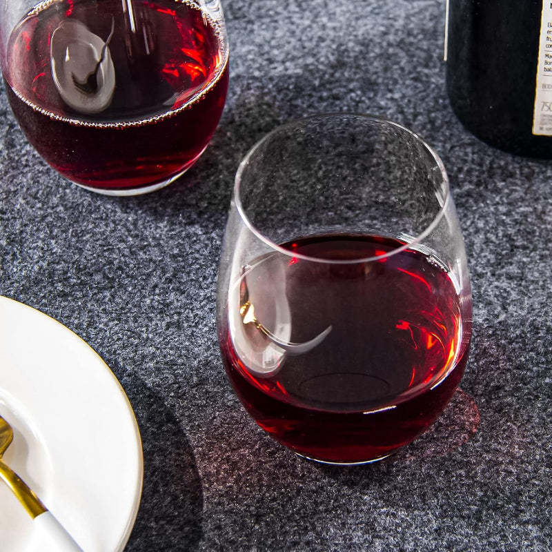 15 oz Stemless Wine Glass Set Smooth Rim And Versatile Design-Wine and Whiskey Decanter