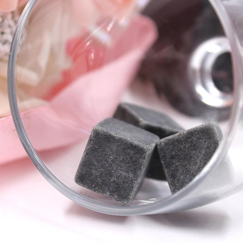 Reusable Whiskey Stones Set of 18 Chilling Rocks with Velvet Bags-Wine and Whiskey Decanter