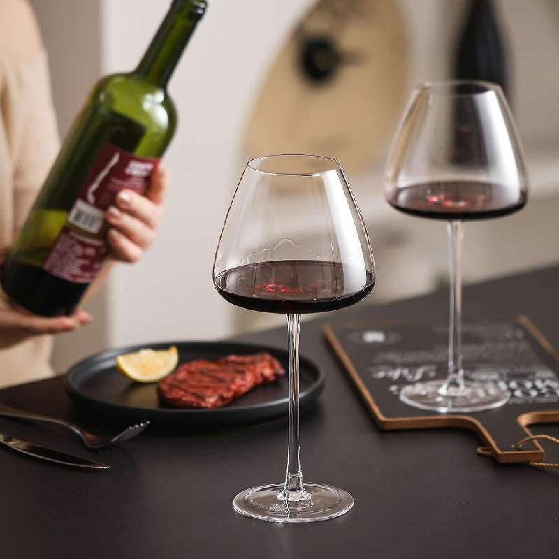 Crystal Wine Glasses For Elegant Gift Box And Long Stem Design