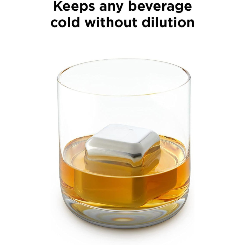 Stainless Steel Chilling Stones Reusable Beverage Chillers Set-Wine and Whiskey Decanter