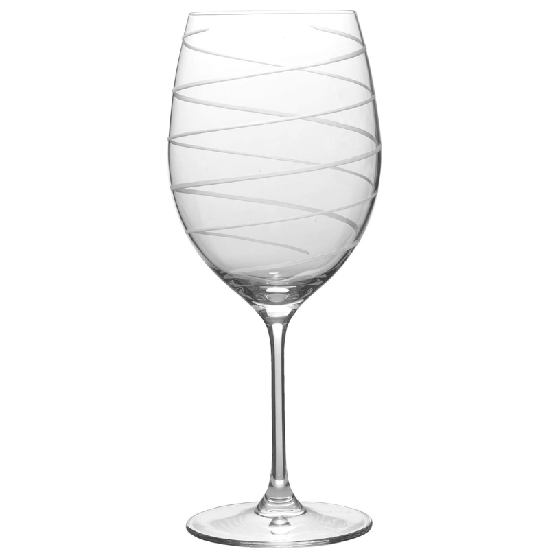 Bordeaux Style Wine Glasses Set of 4 Elegant Etched Crystal Glasses-Wine and Whiskey Decanter