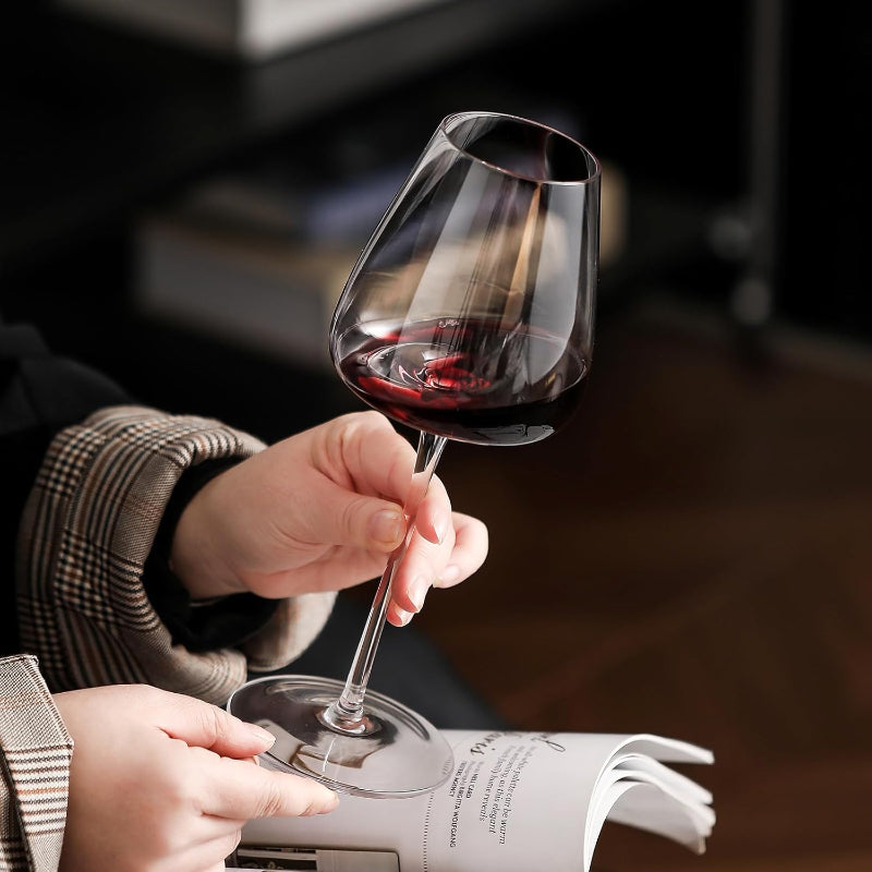 Crystal Wine Glasses Set Gift Box And Long Stem Design