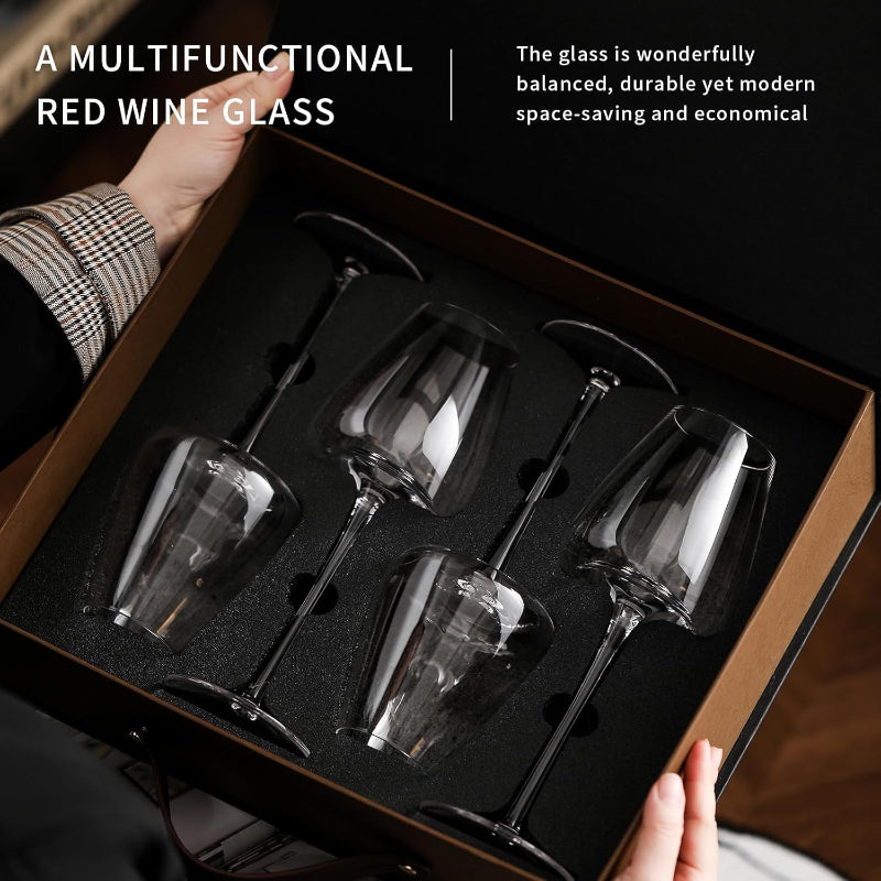 Crystal Wine Glasses Set Gift Box And Long Stem Design