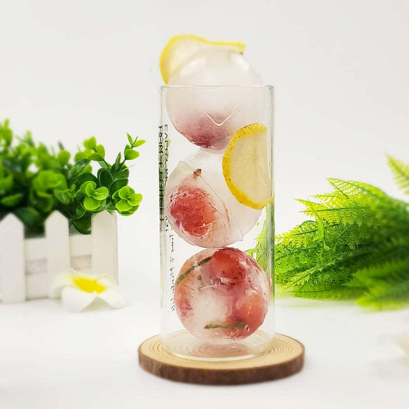 Set Of 2 Sculpted Crystal Glasses With 2 Ice Sphere Molds For Whiskey-Wine and Whiskey Decanter