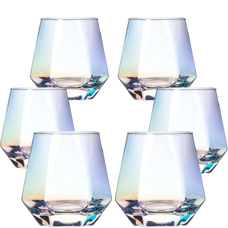Crystal Iridescent Diamond Wine Glasses Modern Drinkware Set