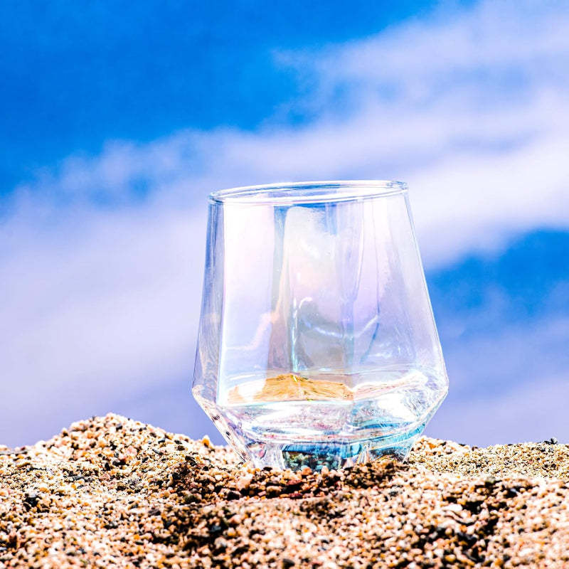 Crystal Iridescent Diamond Wine Glasses Modern Drinkware Set-Wine and Whiskey Decanter