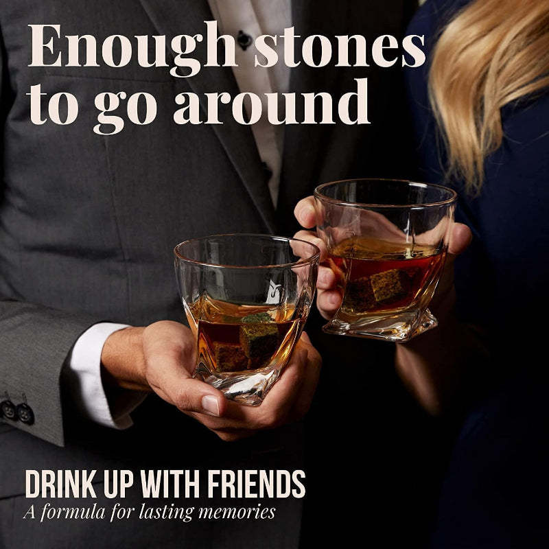 Granite Whiskey Stones With Wooden Tray Set of 6 Granite Drink Chiller-Wine and Whiskey Decanter