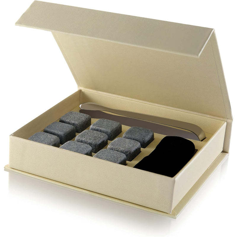 Set Of 9 Whiskey Chilling Stones With Pouch For Smooth Drinks-Wine and Whiskey Decanter