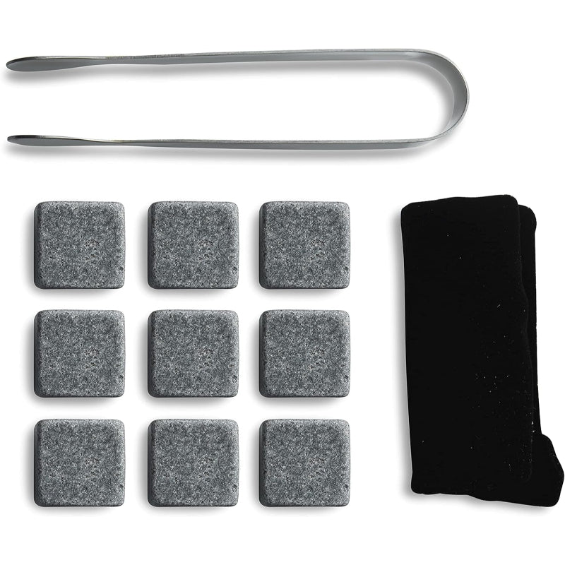 Set Of 9 Whiskey Chilling Stones With Pouch For Smooth Drinks-Wine and Whiskey Decanter