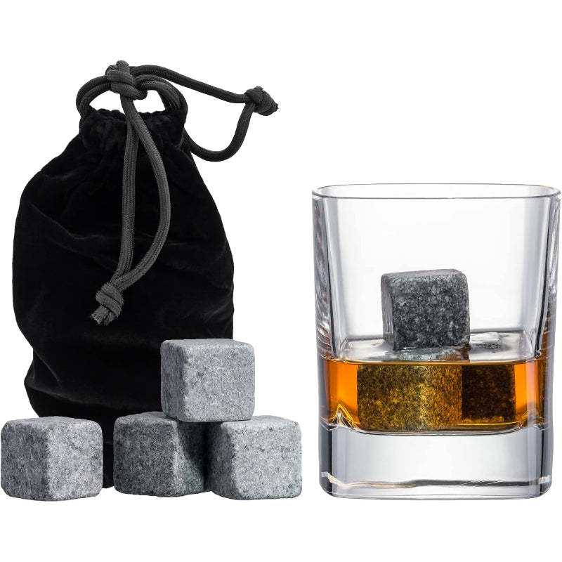 Set Of 9 Whiskey Chilling Stones With Pouch For Smooth Drinks-Wine and Whiskey Decanter