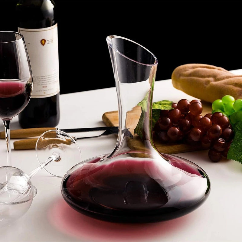 Versatile Slanted Spout Design Crystal Glass Wine Decanter