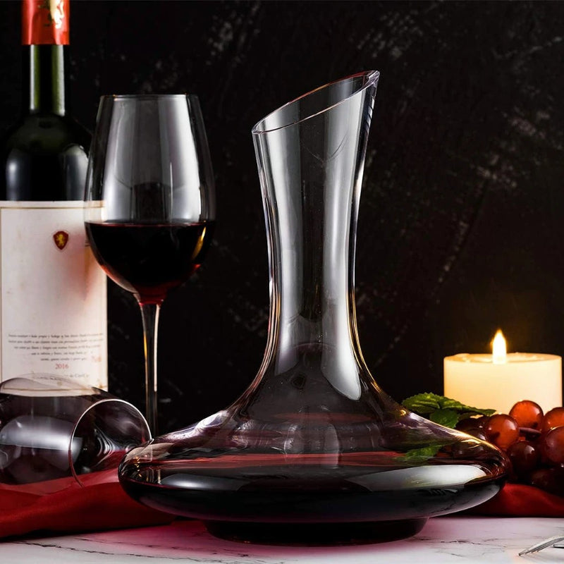 Versatile Slanted Spout Design Crystal Glass Wine Decanter