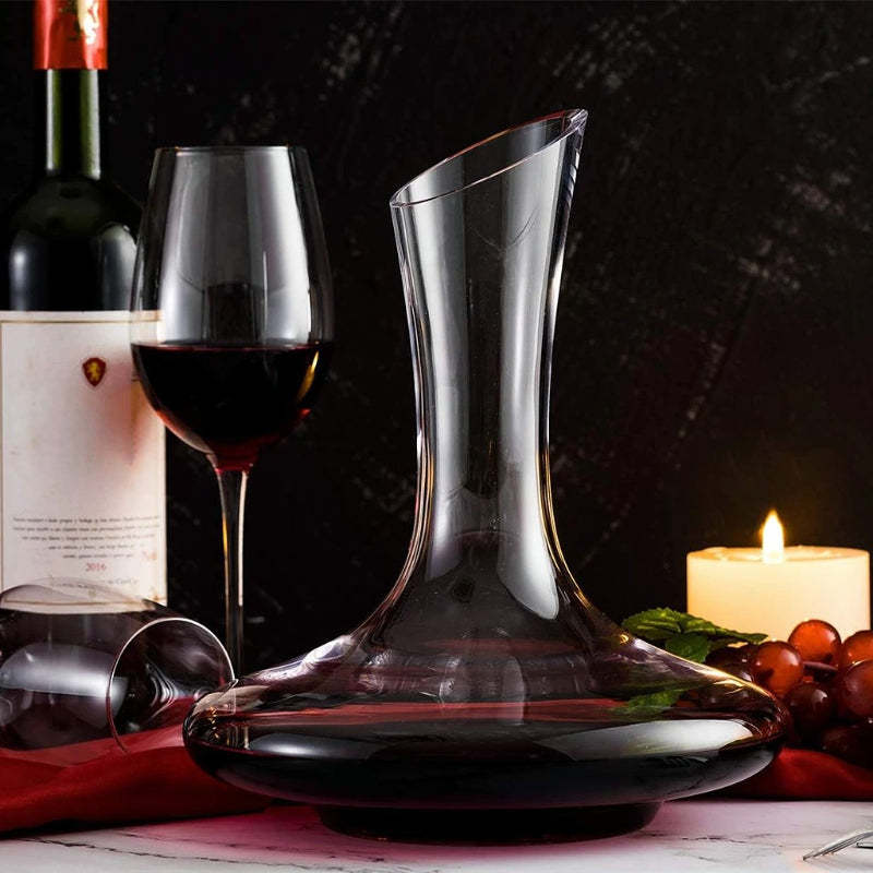 Versatile Slanted Spout Design Crystal Glass Wine Decanter-Wine and Whiskey Decanter