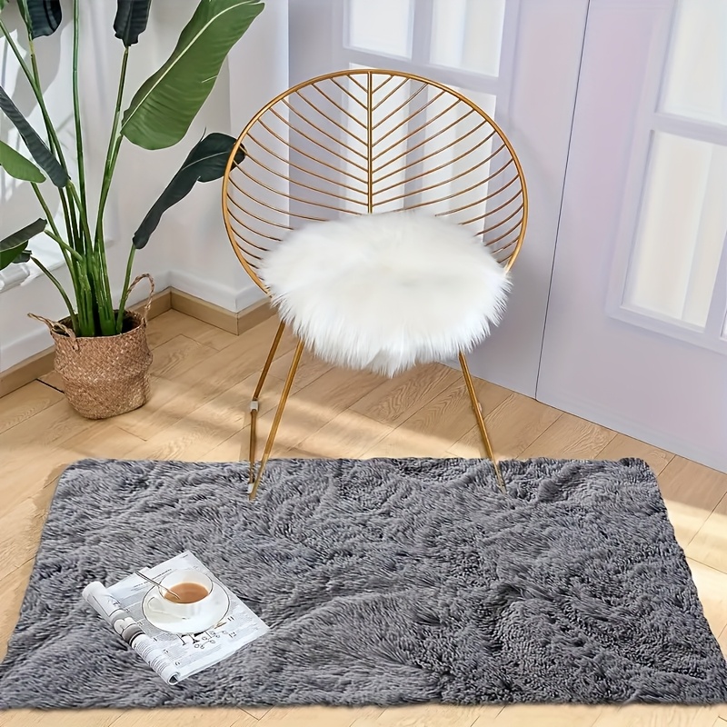 Soft Plush Area Rug Rectangle, Bonded Pile, Non Slip, Polyester