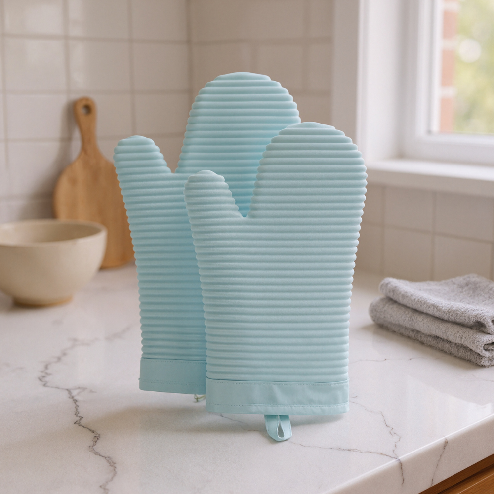Soft Silicone Ribbed Oven Mitts