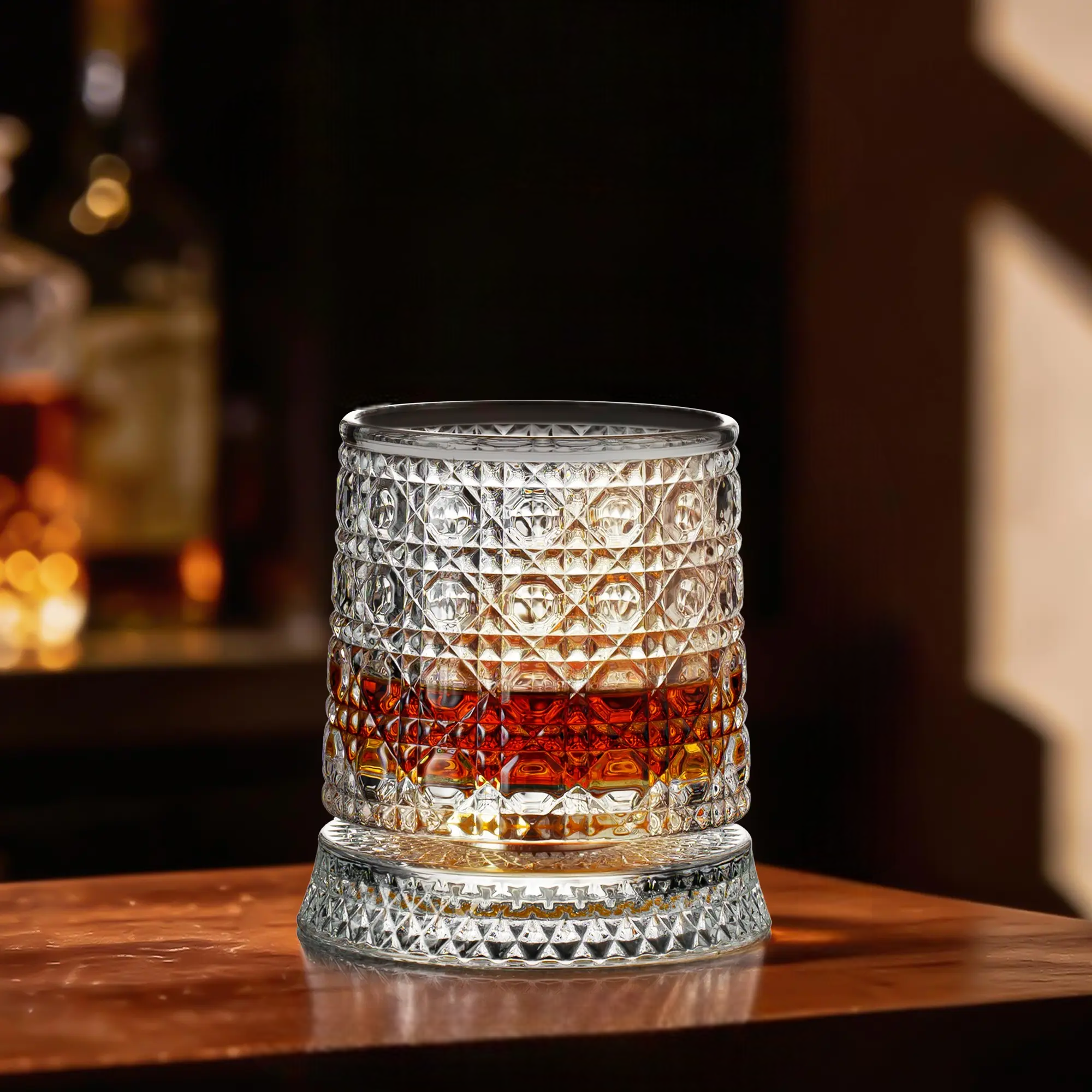 Spinning Crystal Glass Gift Set With Rotating Glasses and Ice Ball Molds