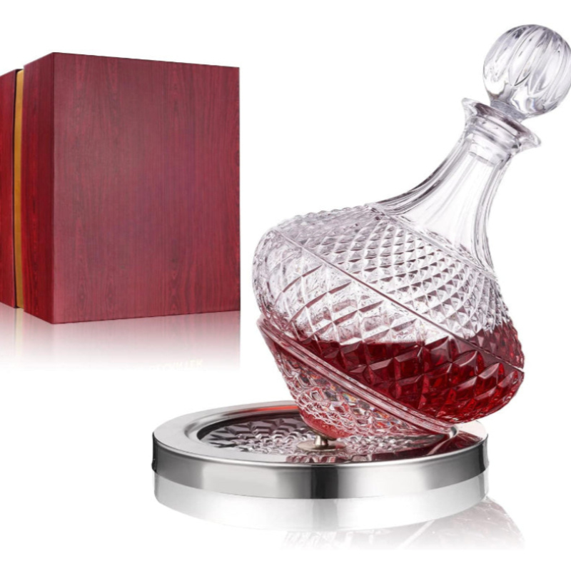 Spinning Wine Decanter With Stopper - 360° Aeration