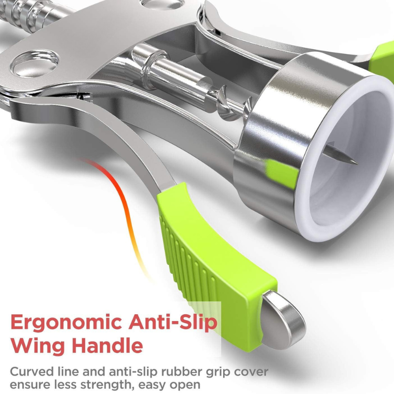 Stainless Steel Wing Corkscrew With Vibrant Non Slip Grip-Wine and Whiskey Decanter