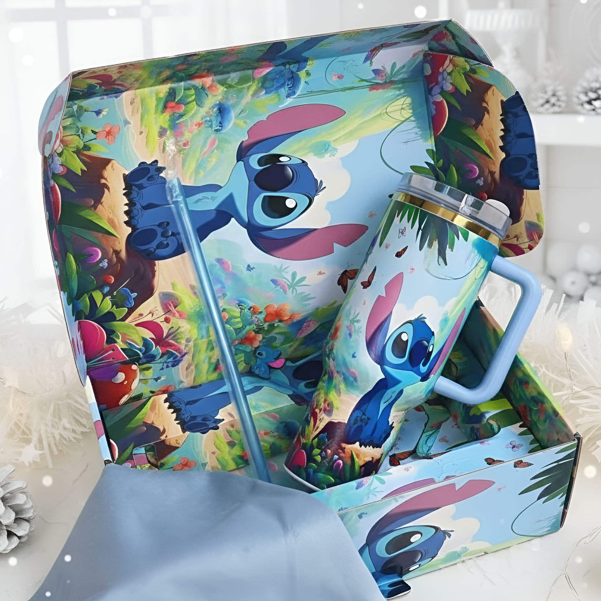 Stitch 40z Stainless Steel Tumbler For Christmas Celebration