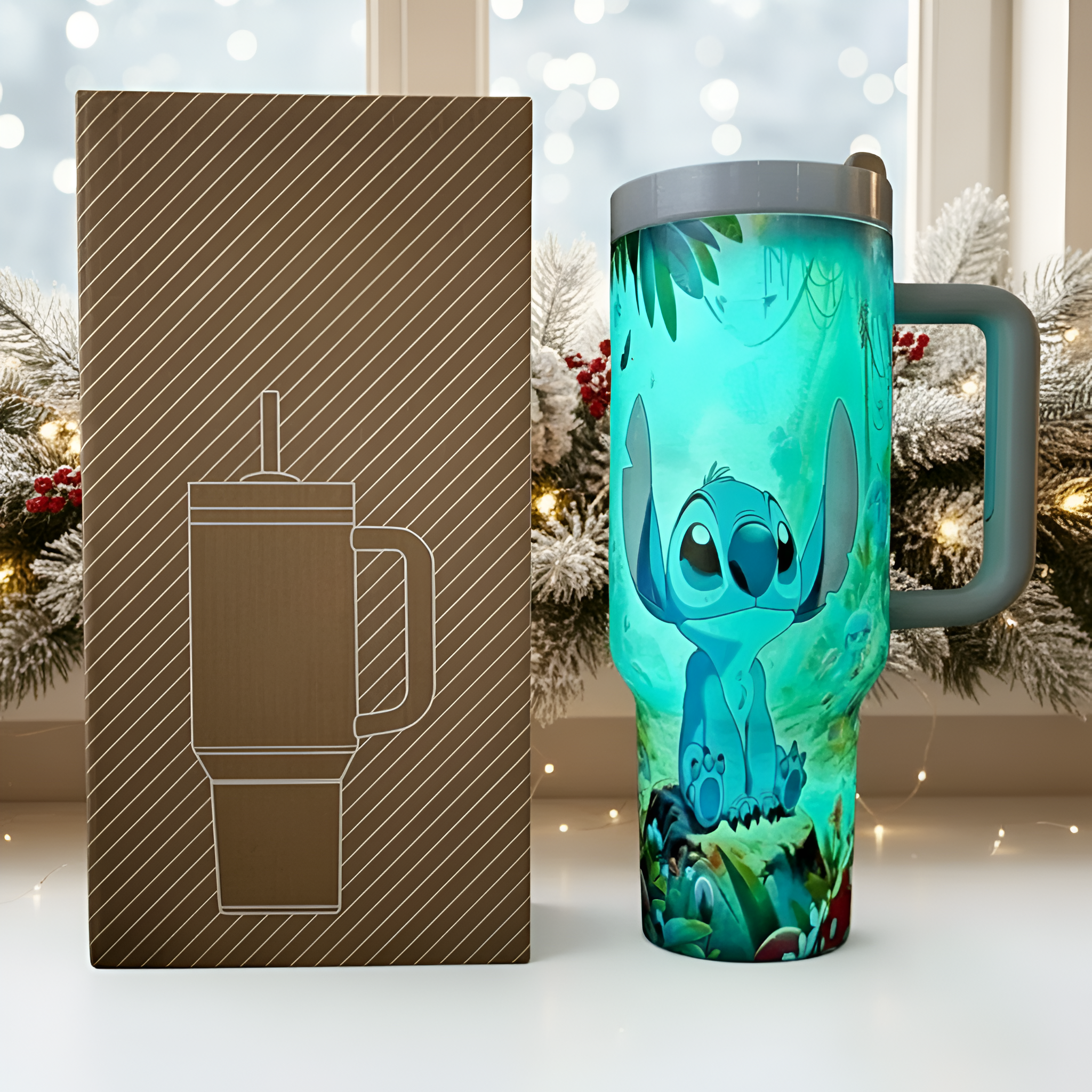 Stitch 40z Stainless Steel Tumbler For Christmas Celebration