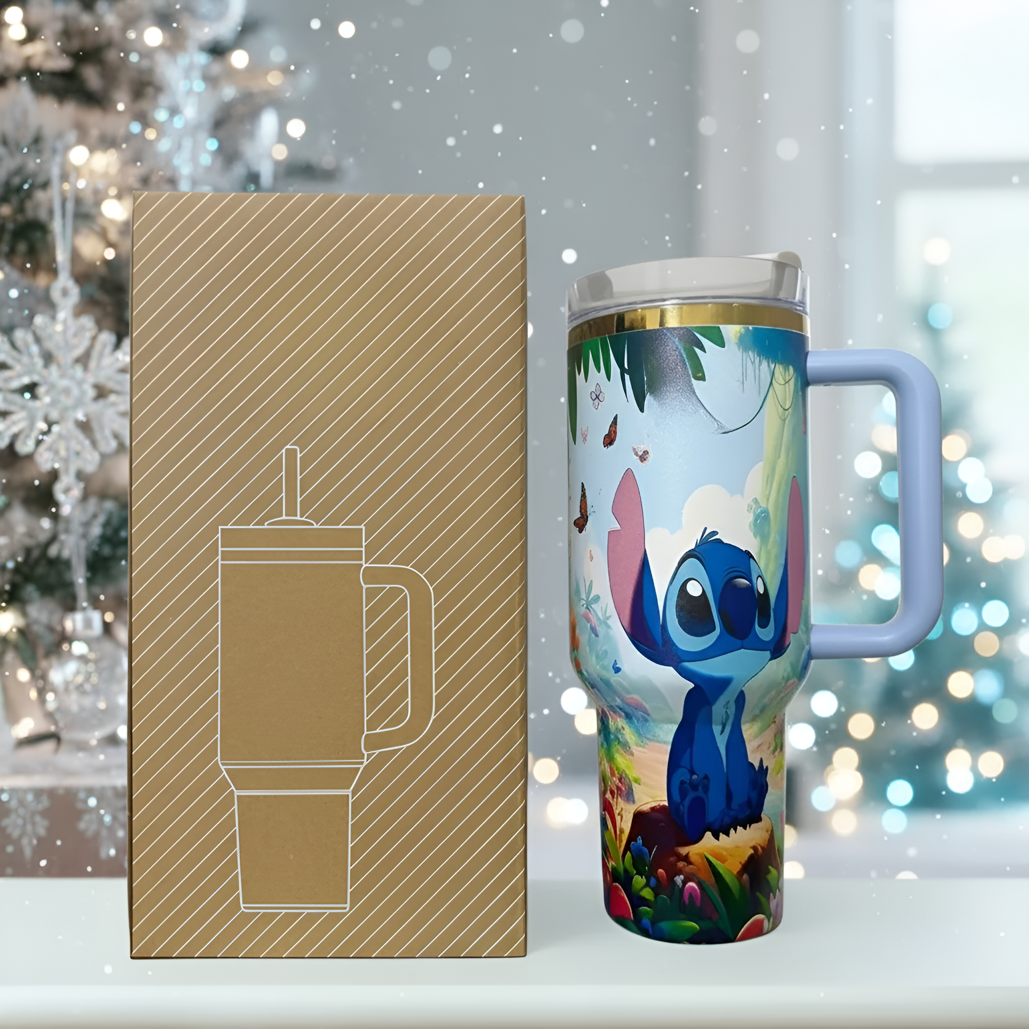 Stitch 40z Stainless Steel Tumbler For Christmas Celebration