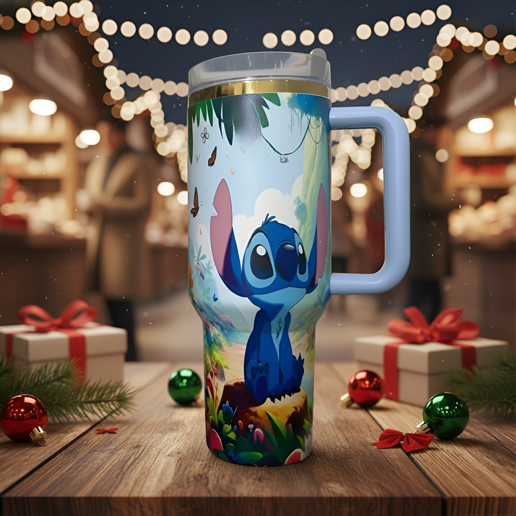 Stitch 40z Stainless Steel Tumbler For Christmas Celebration