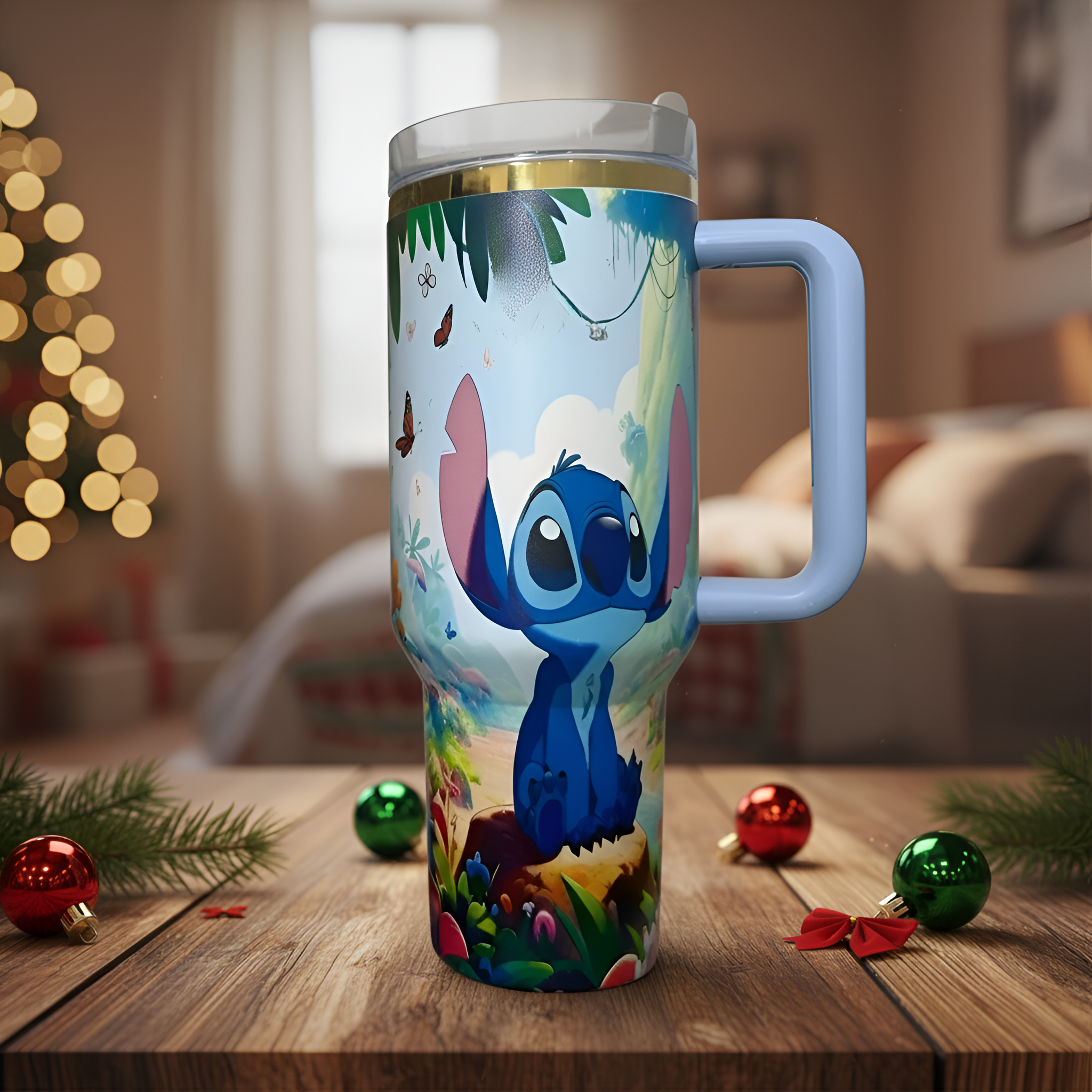 Stitch 40z Stainless Steel Tumbler For Christmas Celebration