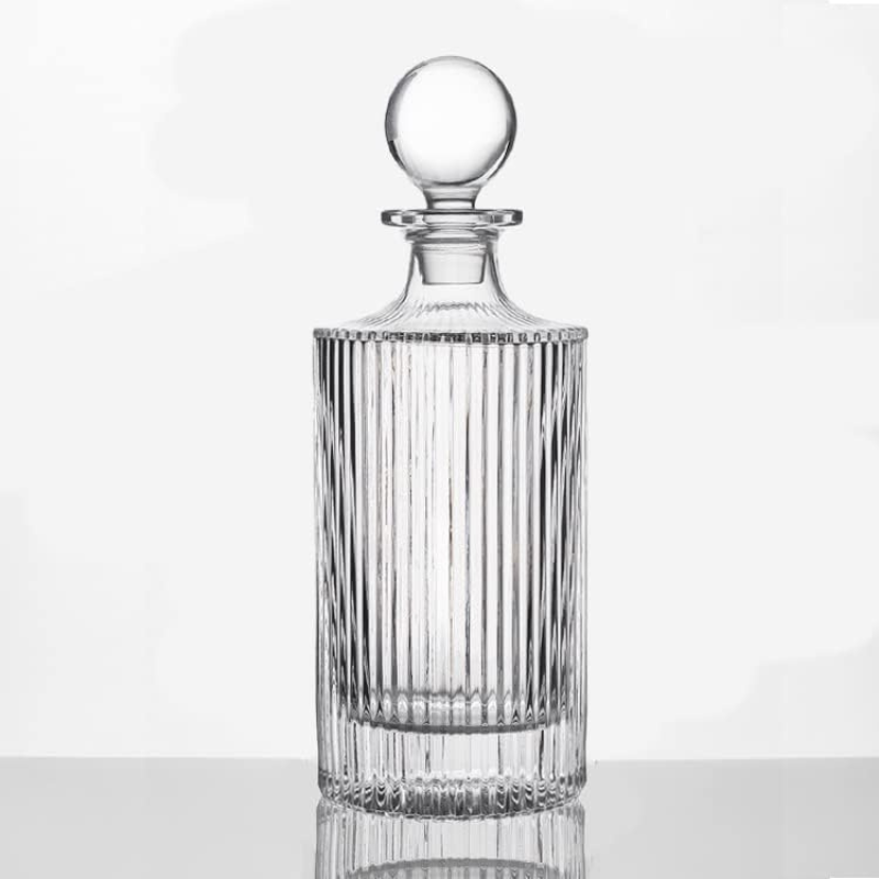 Striped Whiskey Decanter Set Glasses Elegant Drinkware