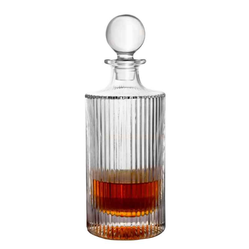 Striped Whiskey Decanter Set Glasses Elegant Drinkware