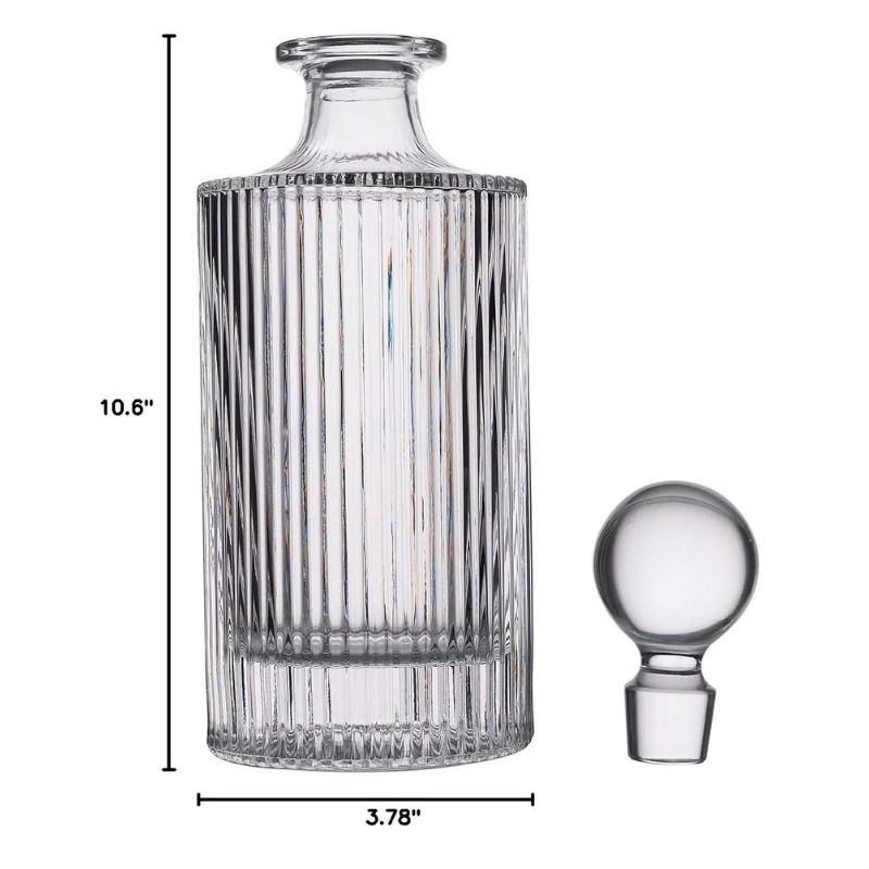 Striped Whiskey Decanter Set Glasses Elegant Drinkware