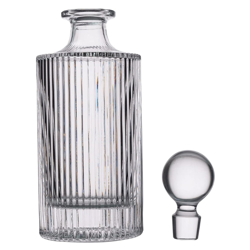 Striped Whiskey Decanter Set Glasses Elegant Drinkware