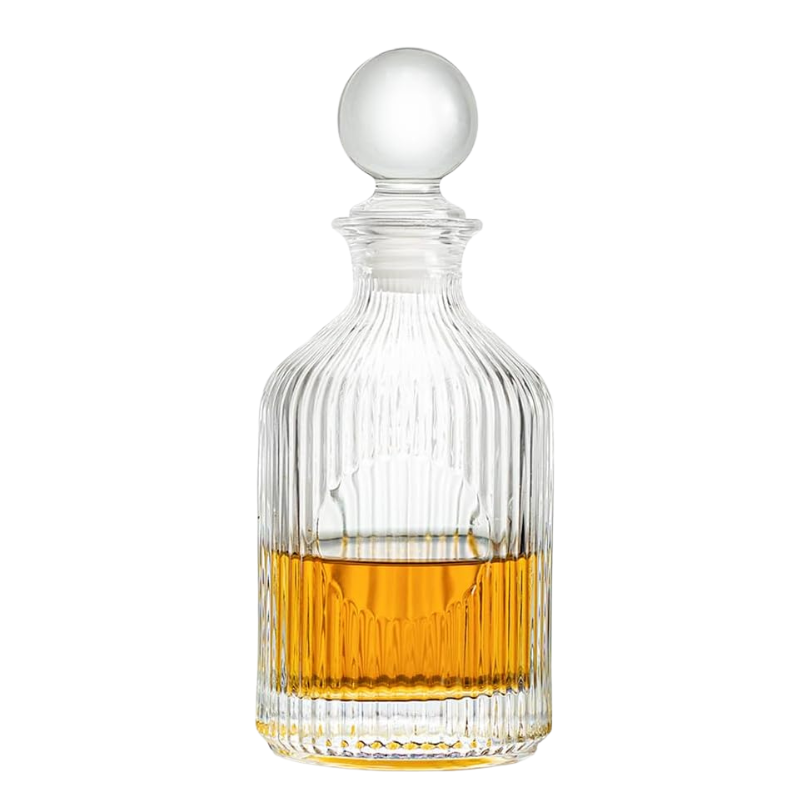 Striped Whiskey Decanter Set Glasses Elegant Drinkware