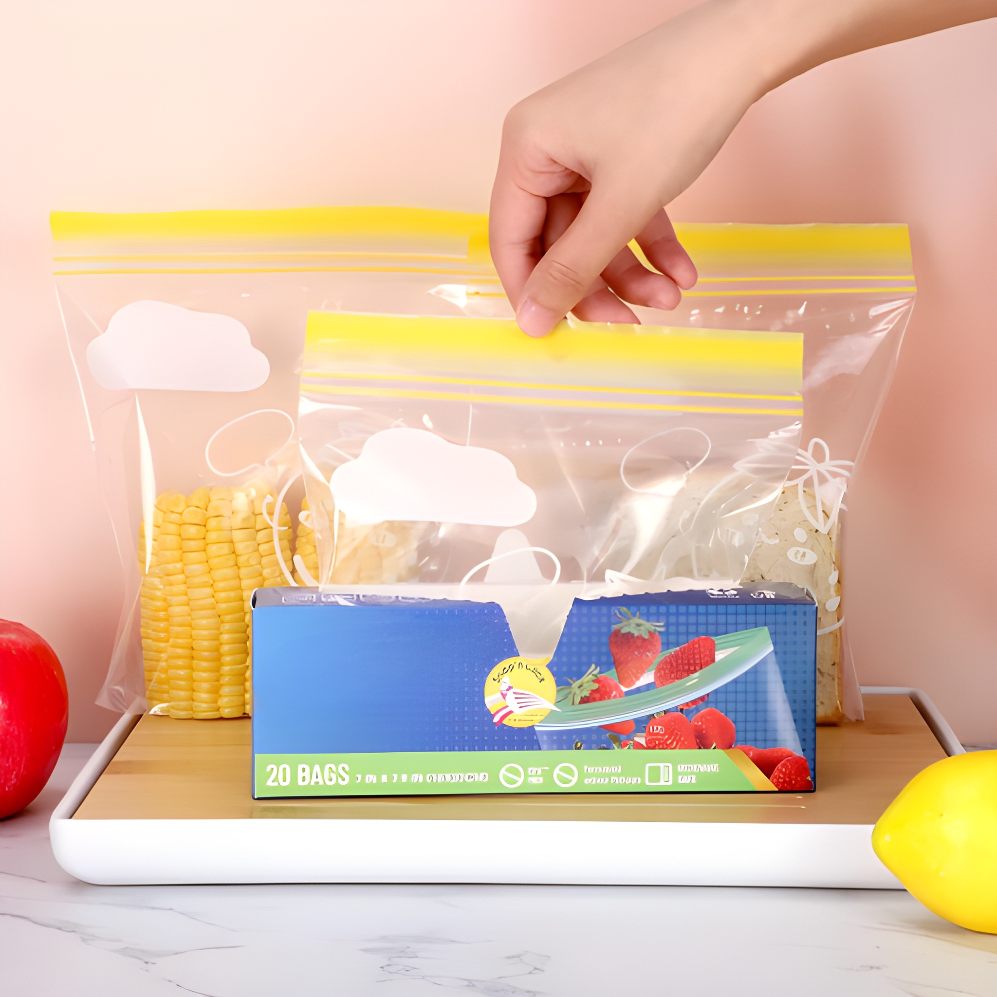 Thickened Freezer Storage Bags With Double Seal And Flip Top Closure