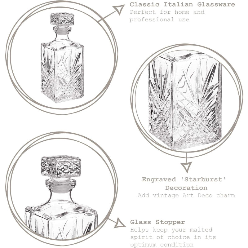 Crystal Carafe Wine Decanter With Airtight Stopper-Wine and Whiskey Decanter