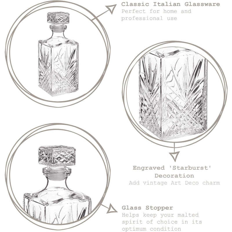 Crystal Carafe Wine Decanter With Airtight Stopper-Wine and Whiskey Decanter