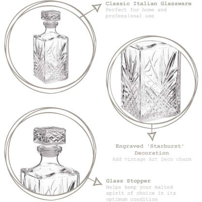 Crystal Carafe Wine Decanter With Airtight Stopper-Wine and Whiskey Decanter