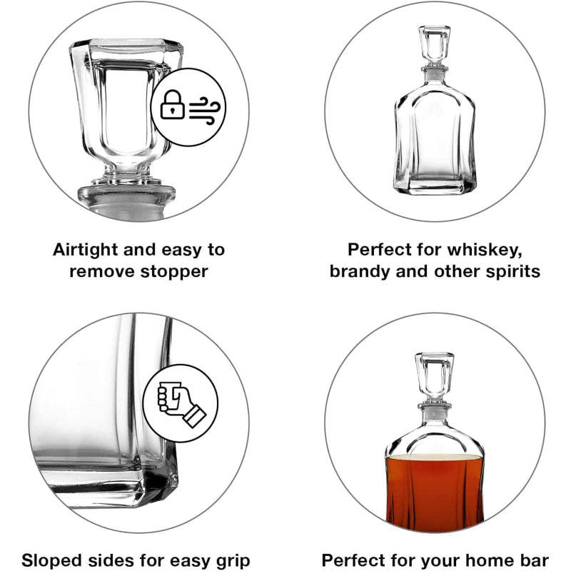 Crystal Carafe Wine Decanter With Airtight Stopper-Wine and Whiskey Decanter