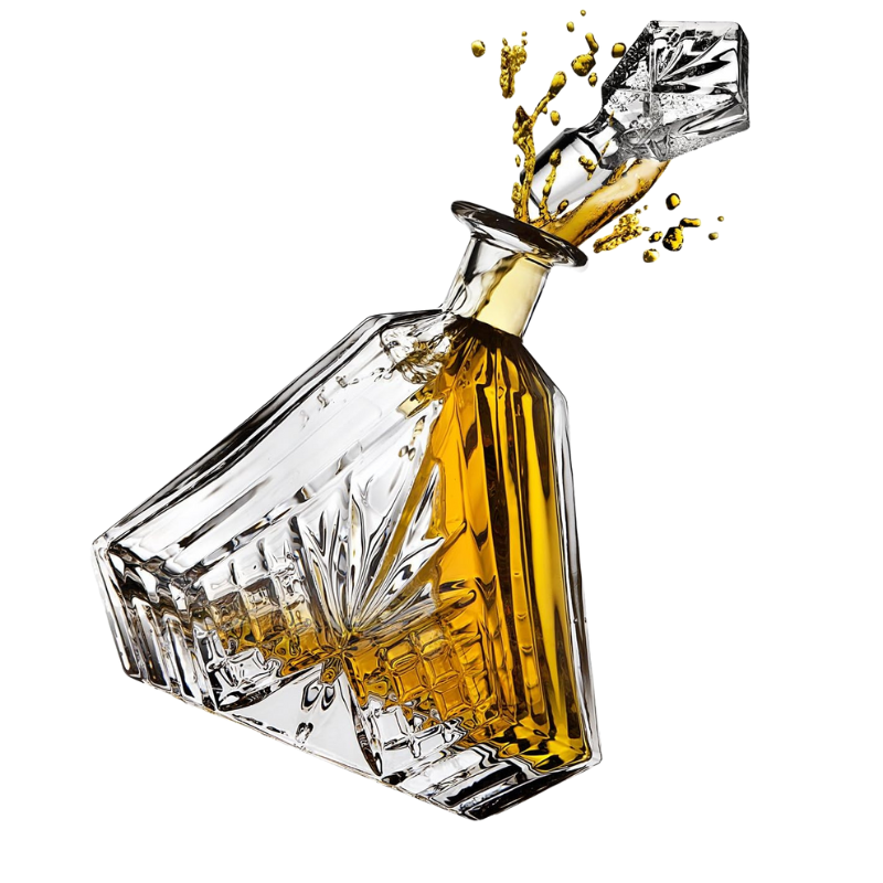 Irish Design Whiskey Decanter Set Shaped Triangular