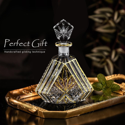 Trimmed Crystal Decanter Set With Two Glasses For Whiskey Gift Set-Wine and Whiskey Decanter