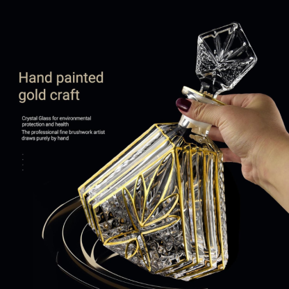 Trimmed Crystal Decanter Set With Two Glasses For Whiskey Gift Set-Wine and Whiskey Decanter