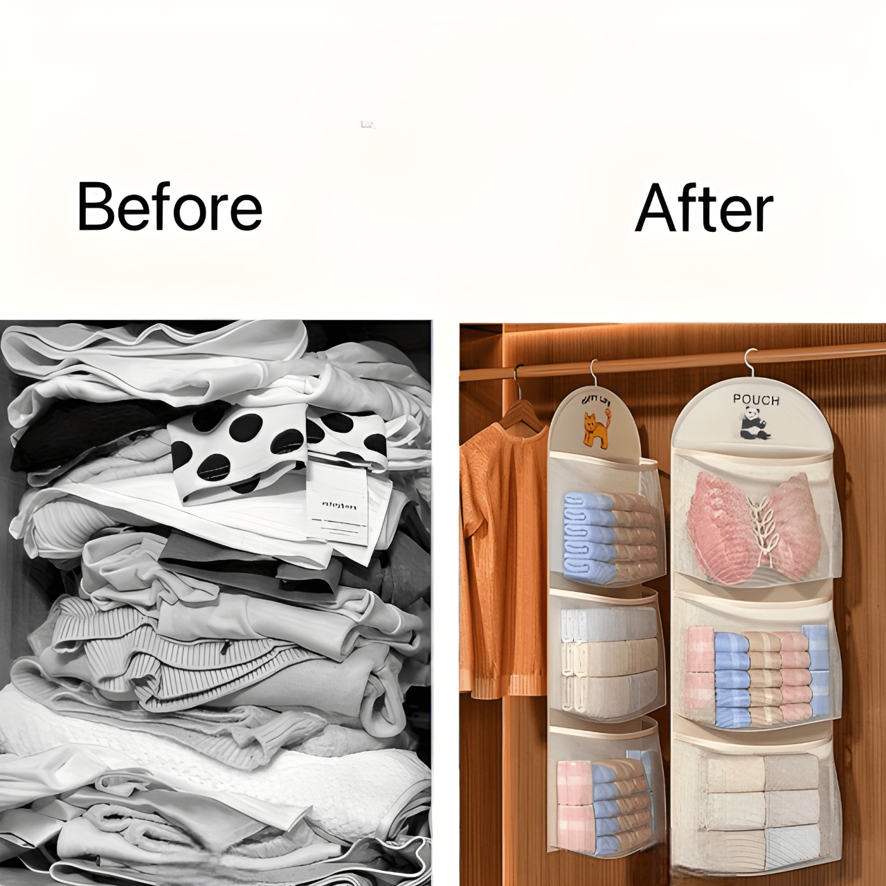 Hanging Mesh Underwear Organizer With 3 Pockets