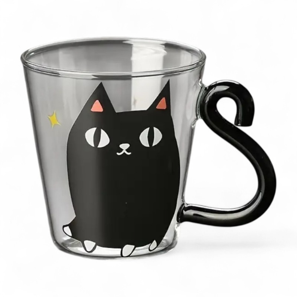 Cat Printed Borosilicate Glass Mug