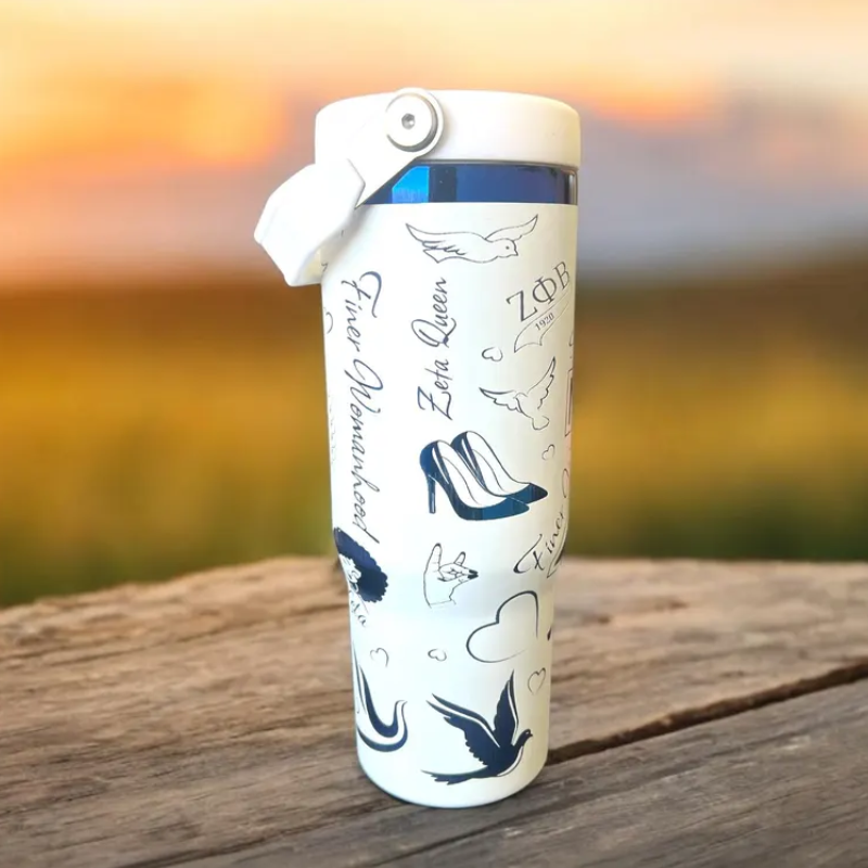 30 Oz Spill Proof Zeta Phi Beta Tumbler-Wine and Whiskey Decanter