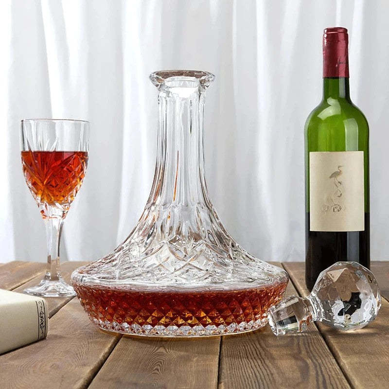 Versatile And Decorative Crystal Wine Decanter Carafe-Wine and Whiskey Decanter