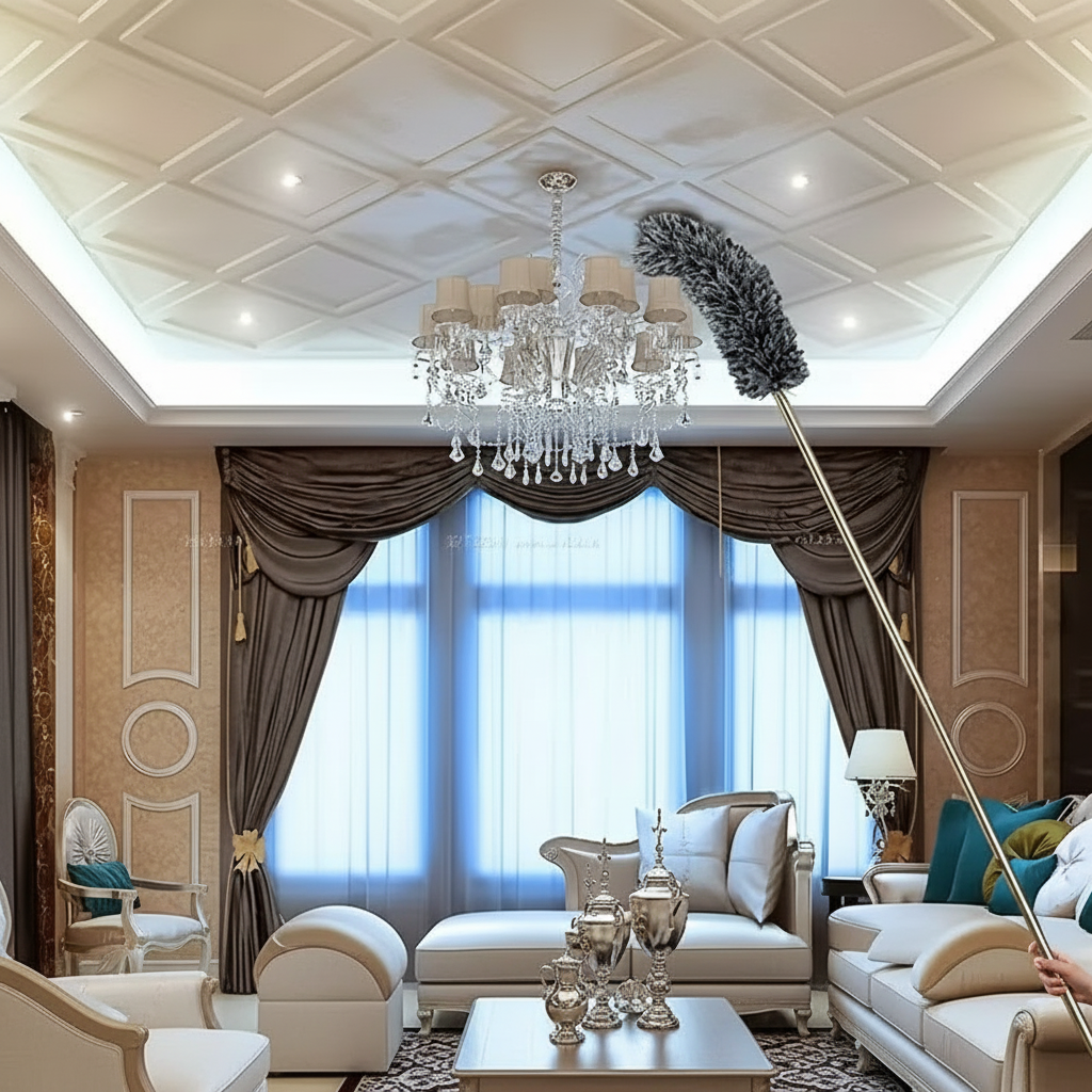 Retractable Ceiling Fan Duster With Bendable Cleaning Brush
