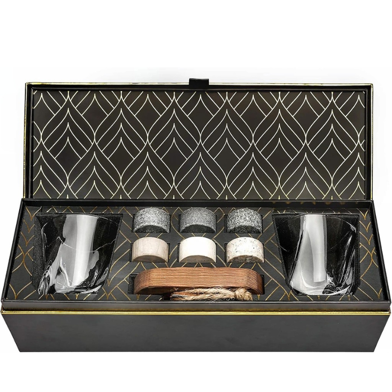 Whiskey Chilling Stones Gift Set With Granite Stones-Wine and Whiskey Decanter