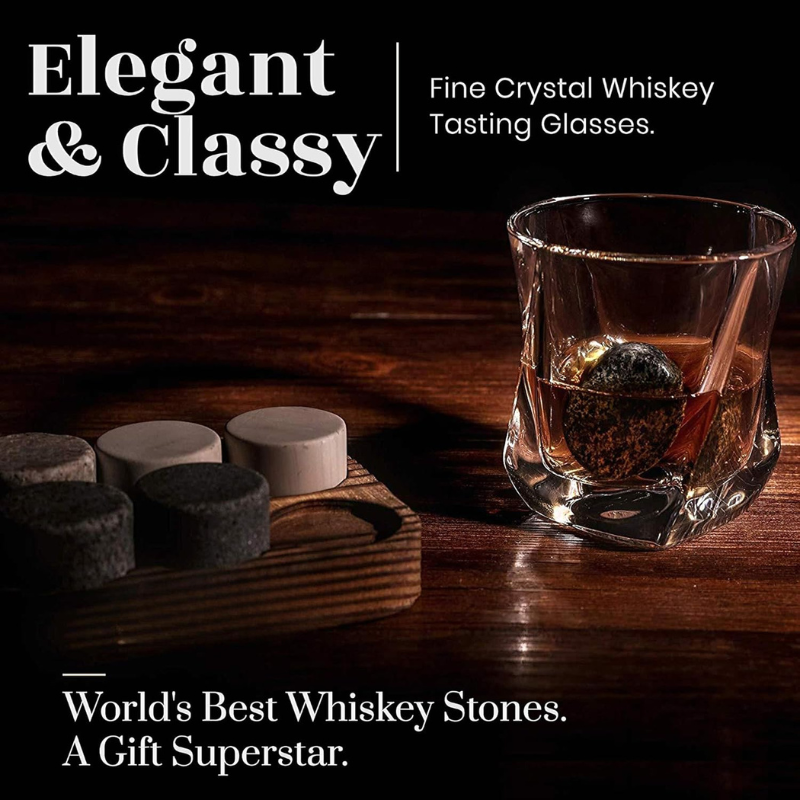 Whiskey Chilling Stones Gift Set With Granite Stones-Wine and Whiskey Decanter