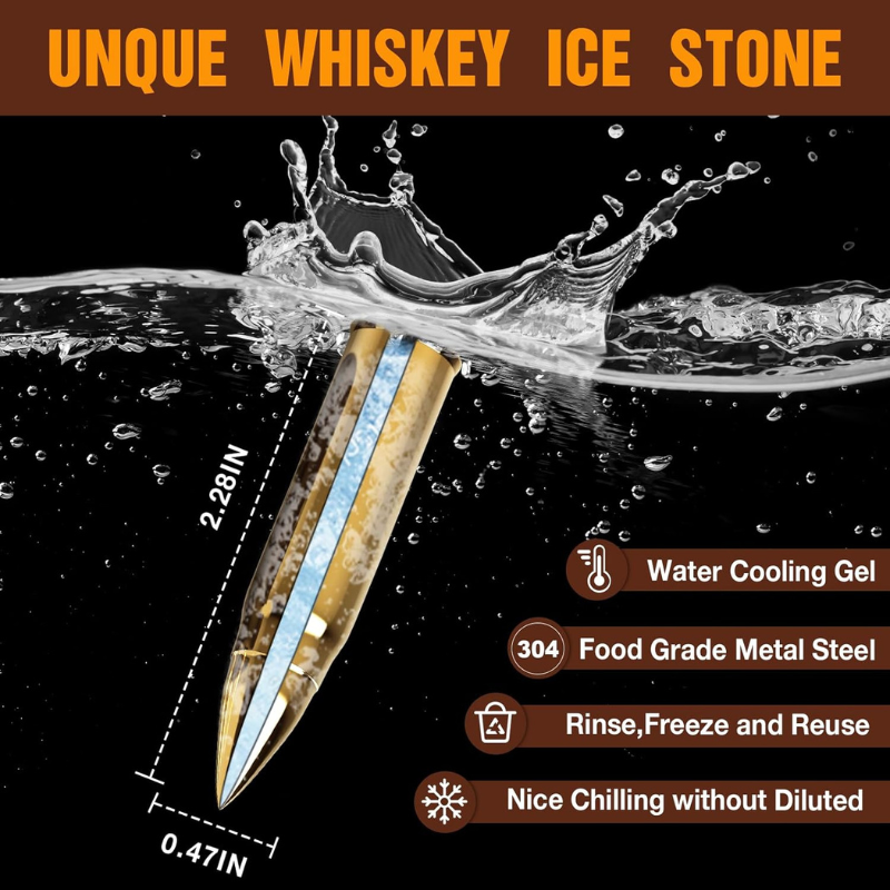 Whiskey Stone Bullet Set With Revolver Base And Wooden Lock Box-Wine and Whiskey Decanter