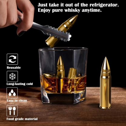 Whiskey Stone Bullet Set With Revolver Base And Wooden Lock Box-Wine and Whiskey Decanter