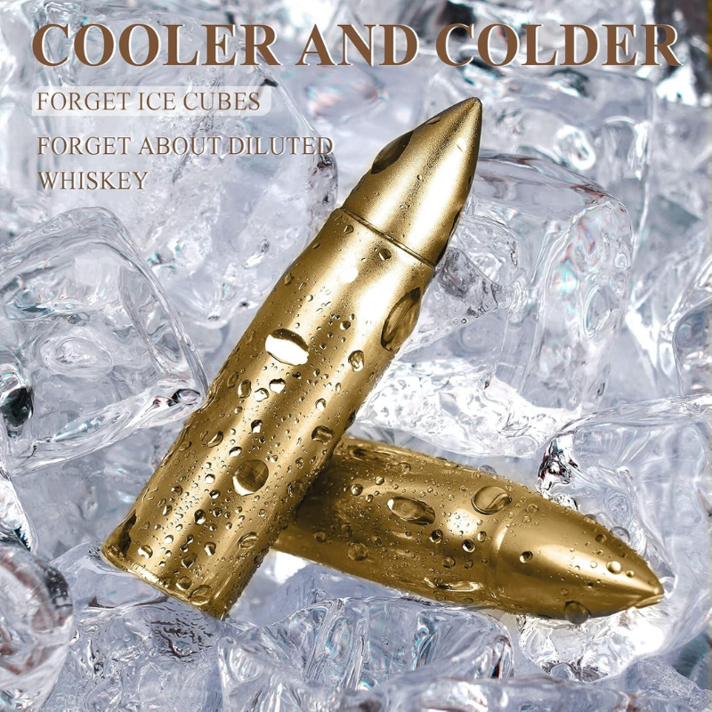 Whiskey Stone Set With Revolver Base And Wooden Storage Box